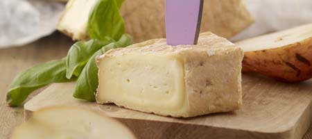 Block of Millens cheese with a knife