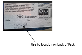 Use by location on back of Pack 17/10/26