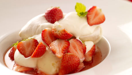 strawberries and vanilla ice cream