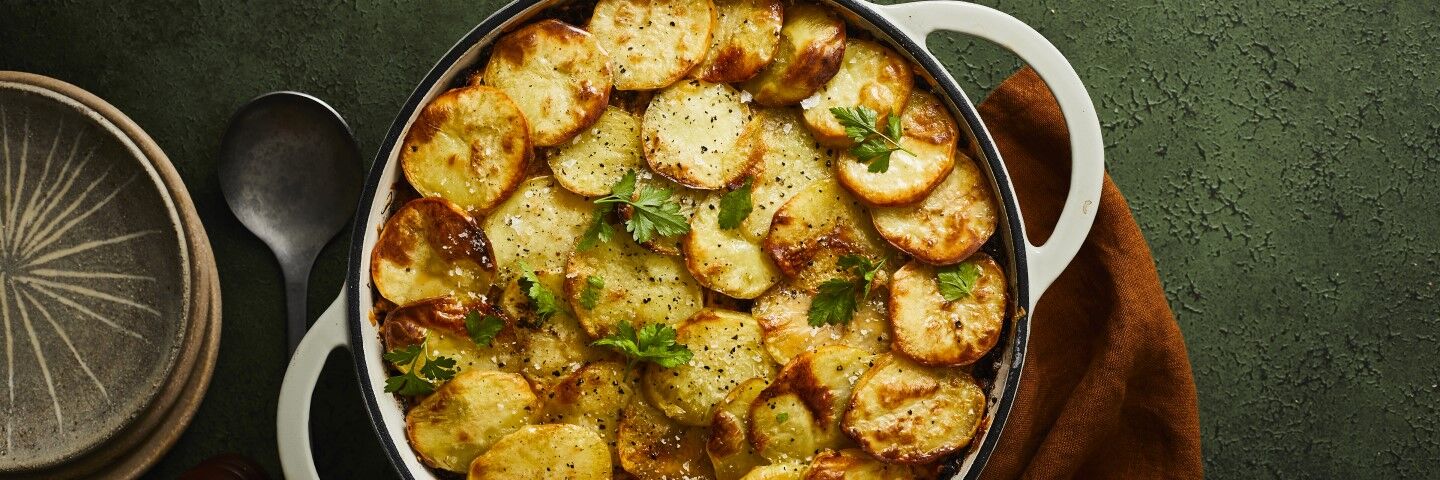 Beef and potato cheese gratin