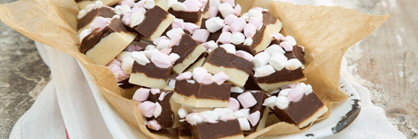 Marshmallow topped chocolate fudge