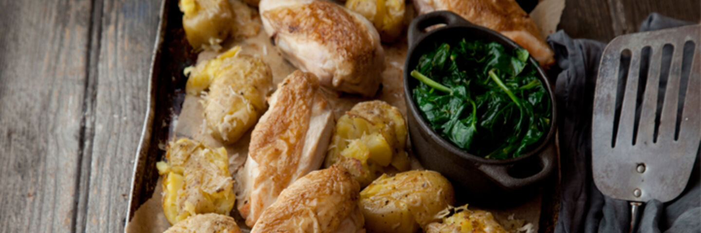 Pan fried chicken wilted spinach recipe