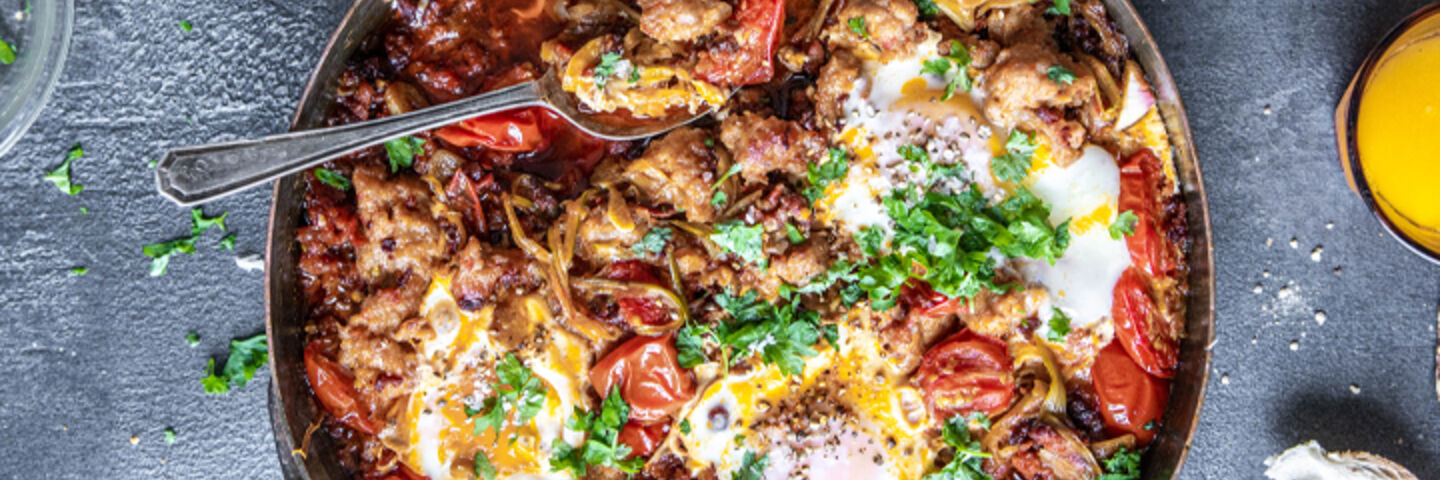 Chorizo braised eggs recipe