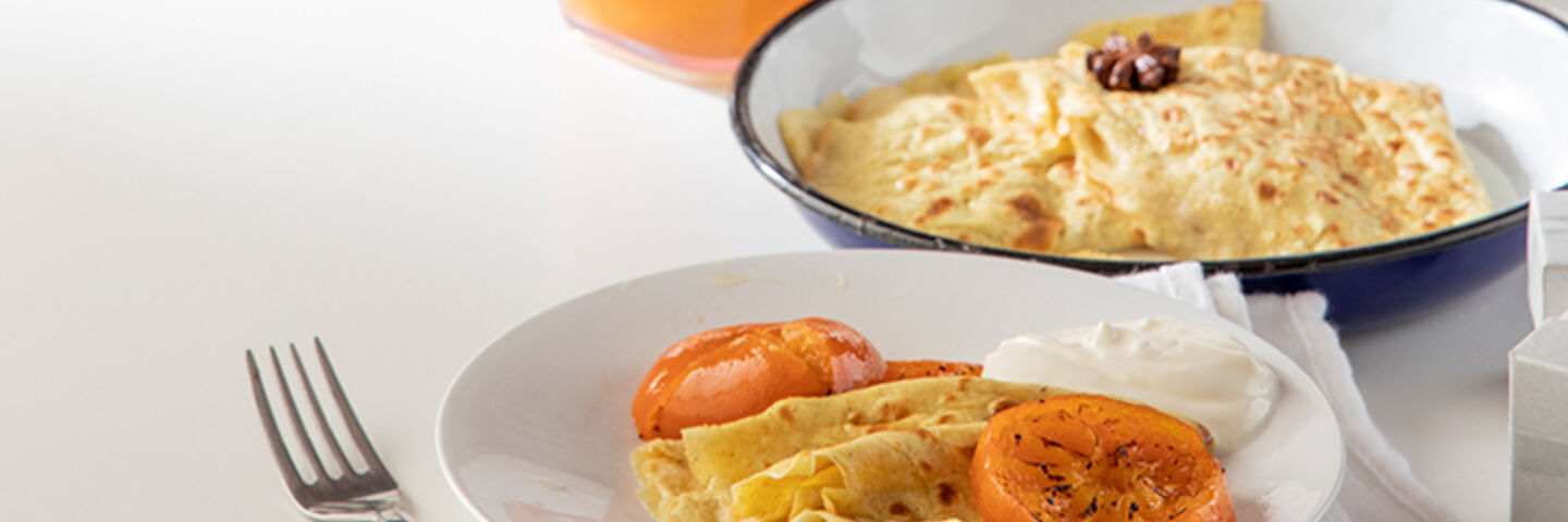 Oat crepes with clementines
