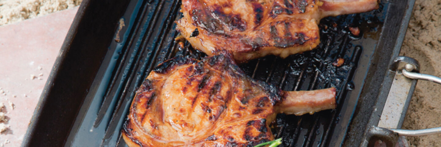 Gilled hampshire pork chops with honey and ginger recipe
