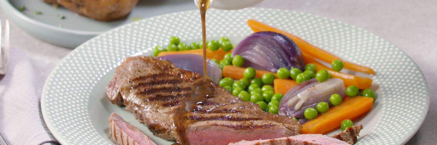 SuperValu Recipe Striploin Steak With Red Wine Jus