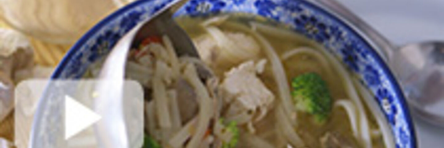 Chicken and Veggie Rice Noodle Soup