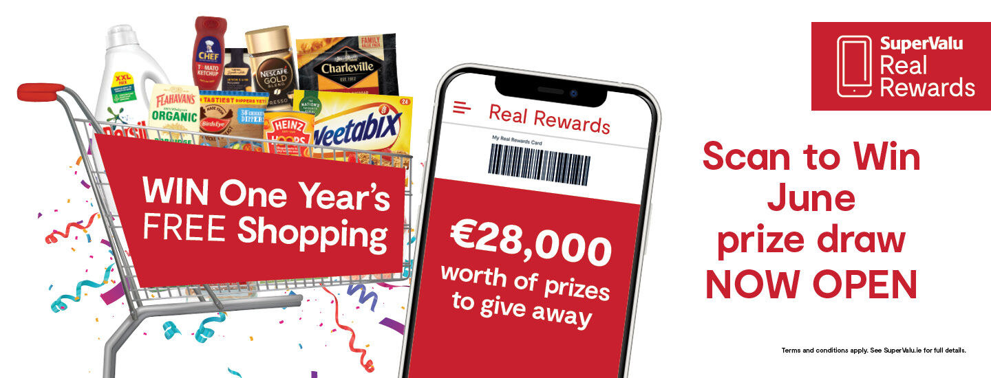 Scan To Win June 2025 Win One Years Free Shopping 28000 euro worth of prizes to give away. Prize draw now open.