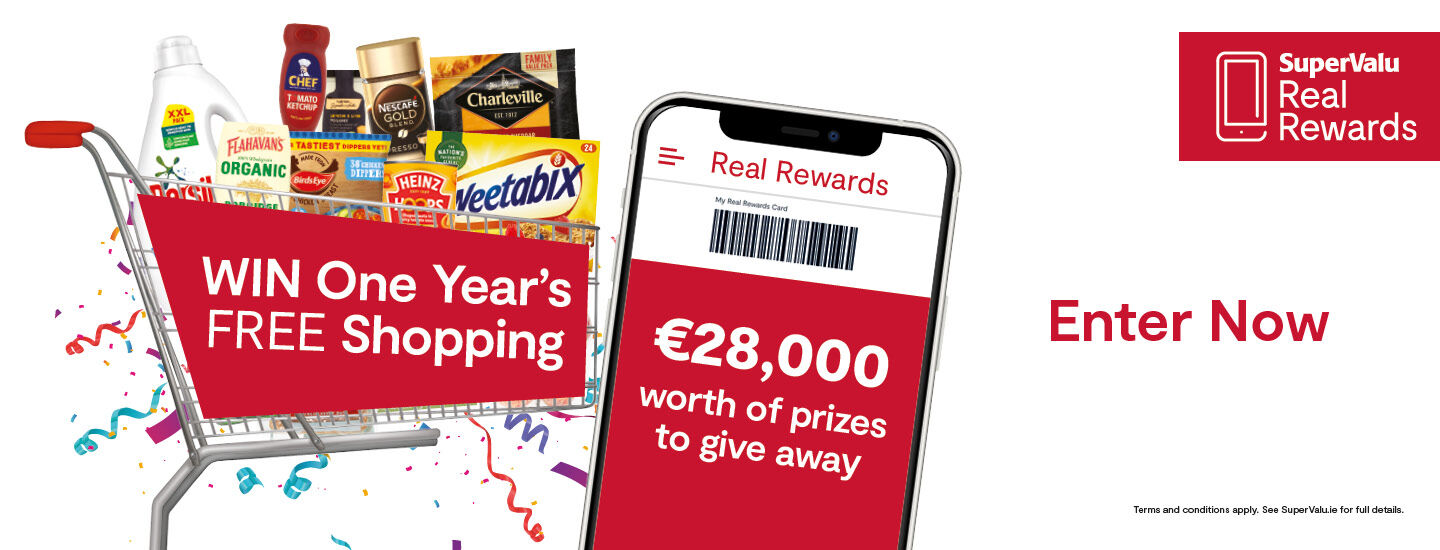 Scan to Win March One Year Free Shopping gift card • €100 SuperValu e-gift card for EVERY Store 