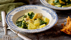 Creamy smoked haddock spinach potato stew recipe