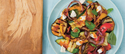Grilled mediterranean vegetable salad with goats cheese