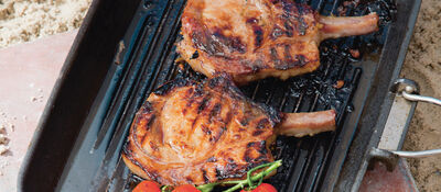 Gilled hampshire pork chops with honey and ginger recipe