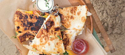 Grilled chicken and nectarine cheese quesadillas recipe
