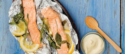 Herb stuffed salmon darnes recipe