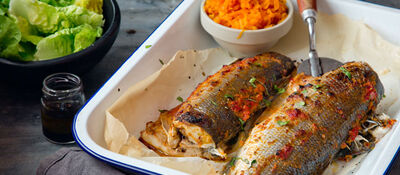 Roasted sea bass