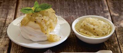 Siobhan pear kiwi mint compote