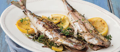 Wole mackerel a la plancha with samphire and cherry tomato salad recipe