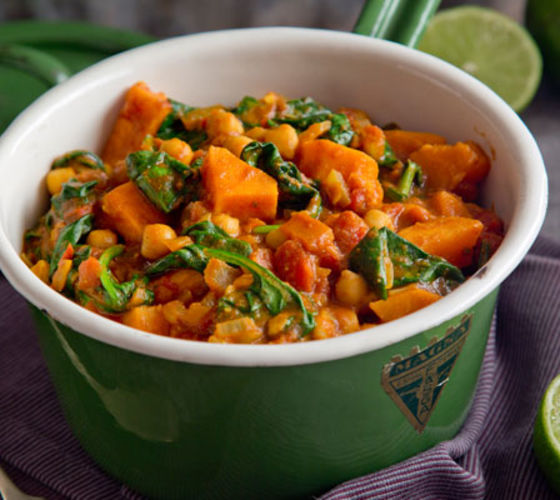 Sweet Potato, Chickpea And Spinach Jalfrezi Curry