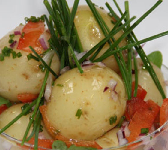 Warm Potato, Onion and Red Pepper Salad