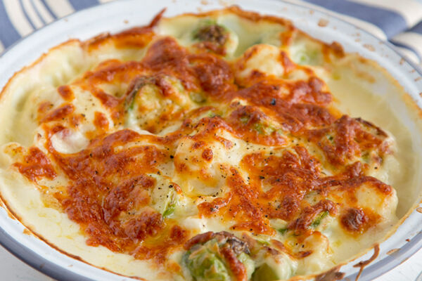 Brussels sprouts cauliflower gratin recipe