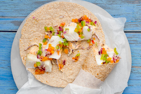 Fish tacos with heirloom tomato salsa and red cabbage recipe