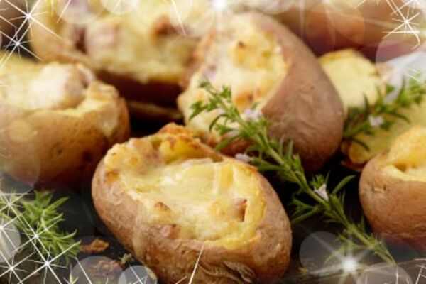 Ham Stuffed Baked Potatoes with Cheese