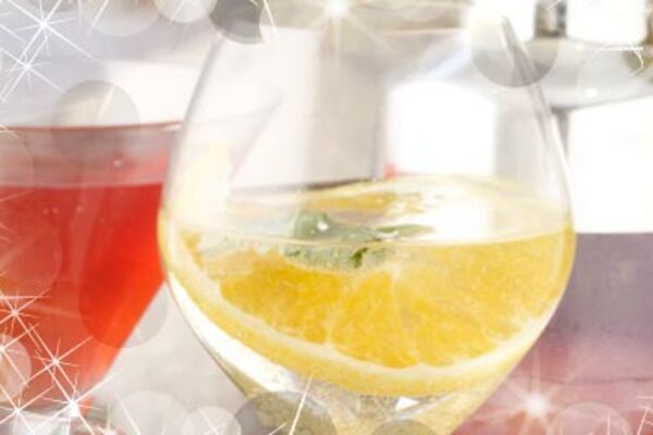 Orange & Basil Bellini with Cardamom