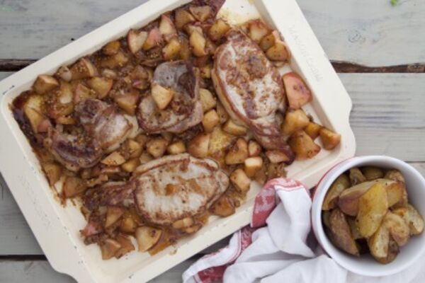 Pork Chops with Apple & Mustard Gravy