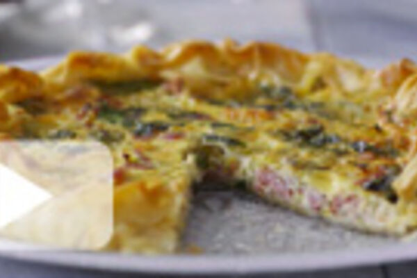 Smoked Bacon and Two Cheese Filo Tart