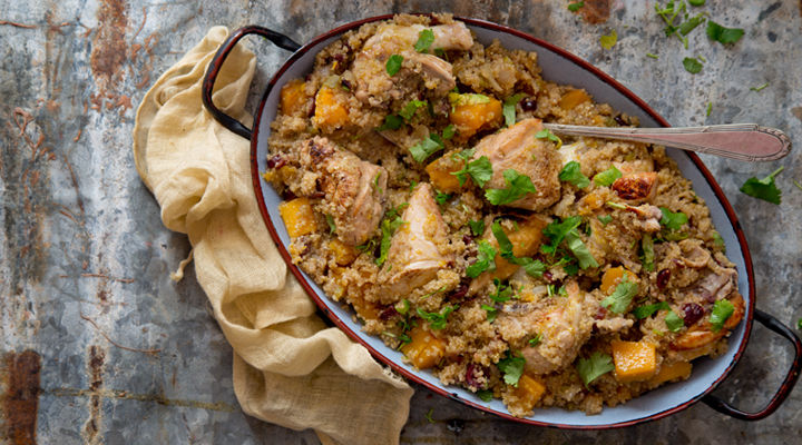 Autumnal chicken pumpkin quinoa pot recipe