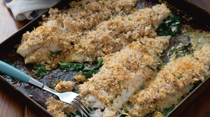 Baked Whiting With Cream Cheese Spinach And Garlic Crumble Supervalu