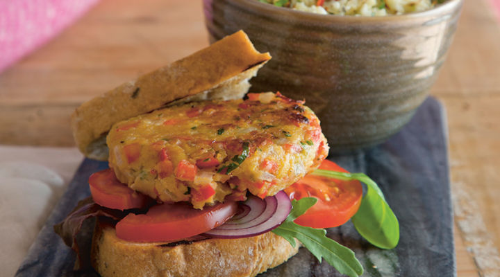 Chickpea burger cauliflower rice recipe2