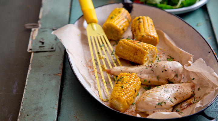 Garlic herb chicken oven roasted corn recipe