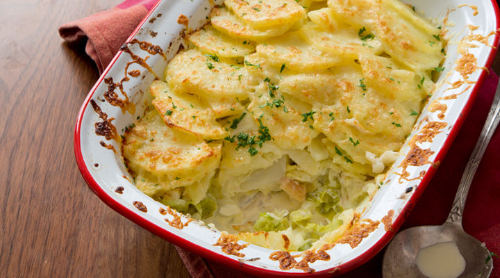 Gratin smoked haddock rooster potatoes gubbeen cheese recipe