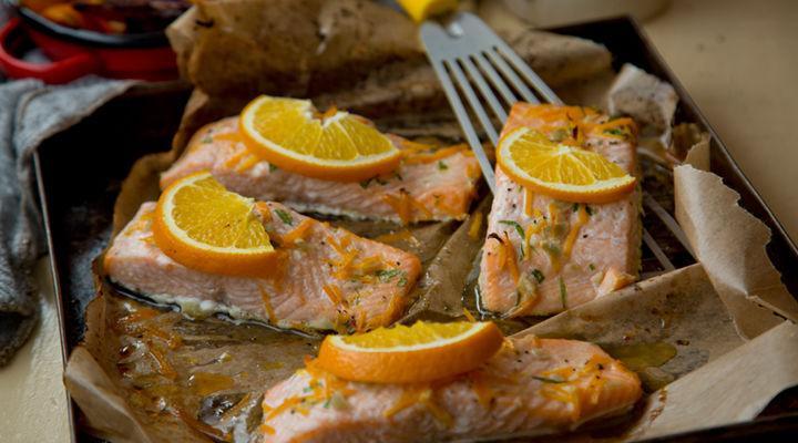 Oven baked salmon chopped orange recipe