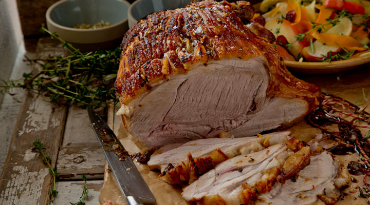 Roast shoulder pork celeriac apple parsnip recipe