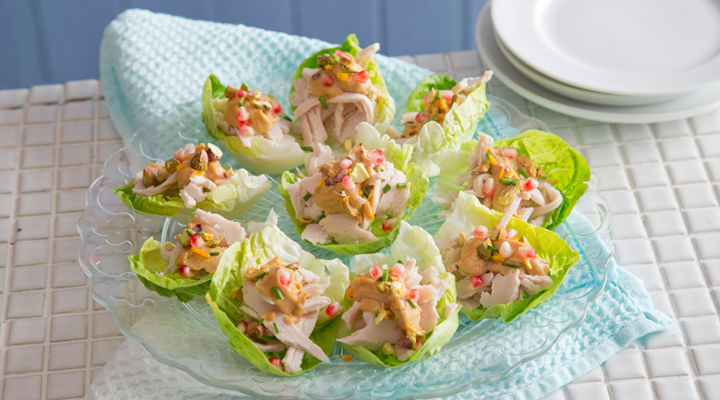 Shredded turkey baby gem cups almond butter recipe