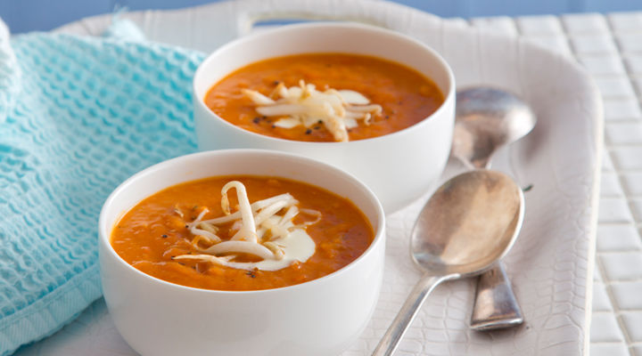 Spicy roast red pepper sweet potato soup recipe