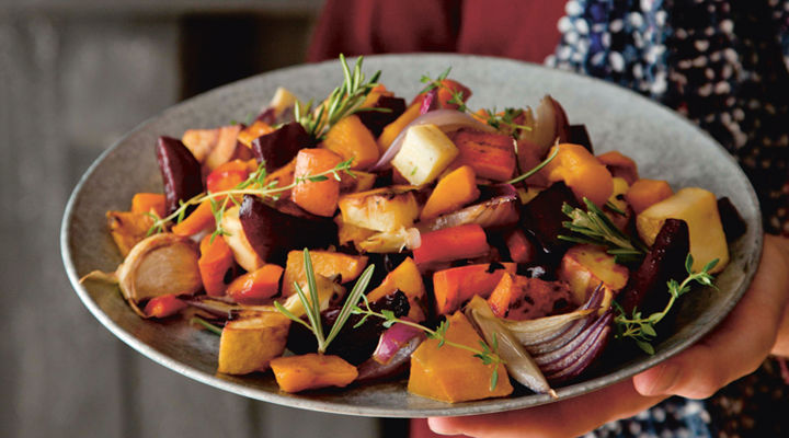Sweet roasted winter root veg rosemary thyme recipe