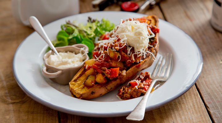 Baked sweet potato chilli recipe