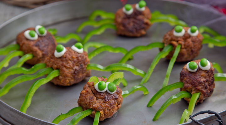 Halloween meatball spiders recipe