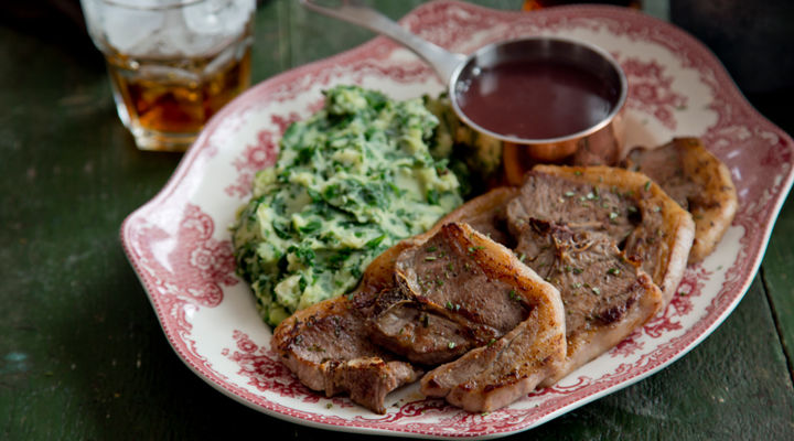 Pan Fried Lamb Chops With Spinach And Mashed Potatoes Supervalu Lamb Chops Spinach Mash Recipe