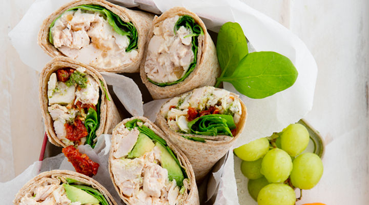 Roast chicken wraps 3 ways recipe