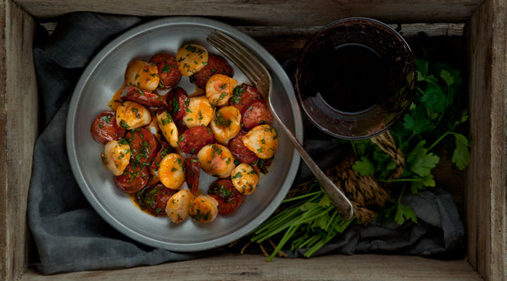 Scallops chorizo supper recipe