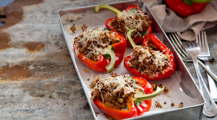 Spinach beef stuffed peppers recipe