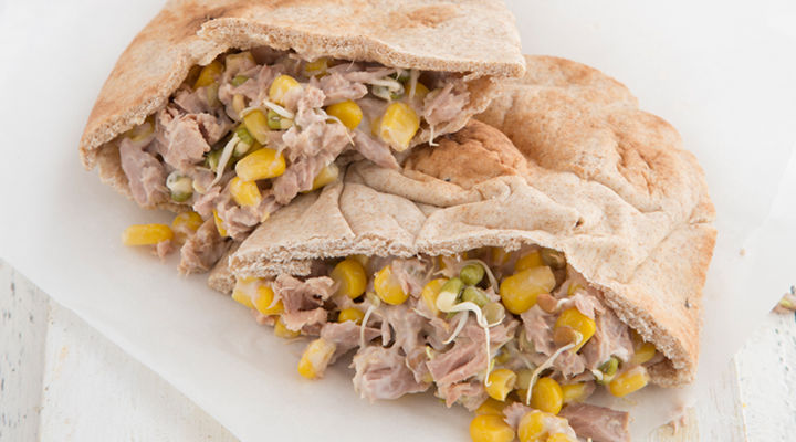 Tuna sweetcorn pitta pockets recipe