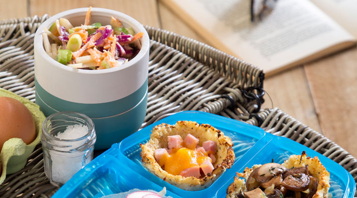 Baked Cauliflower Cups with Spicy Slaw