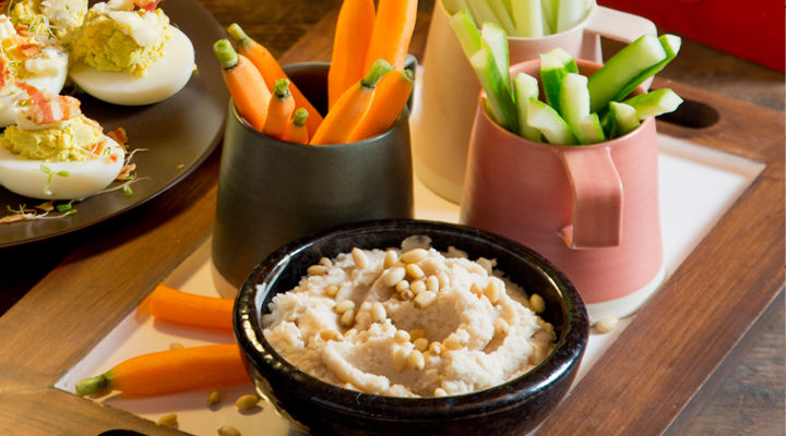 Roast Garlic and Butter Bean Dip with Crunchy Veg