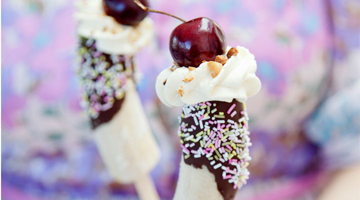 Sharon iced banana split pops