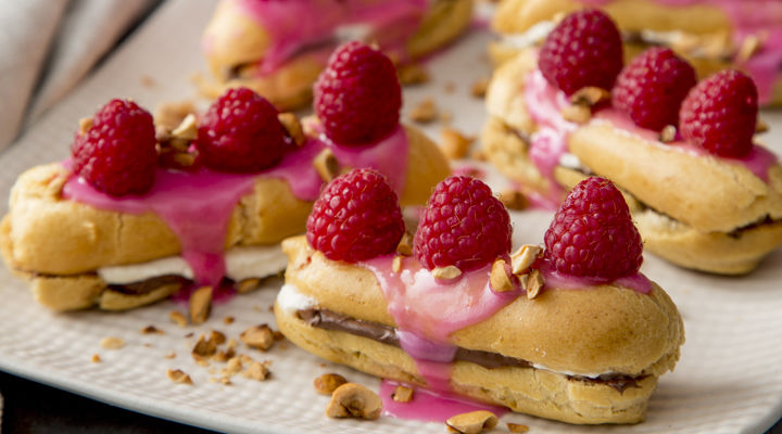 Raspberry hazelnut eclairs recipe